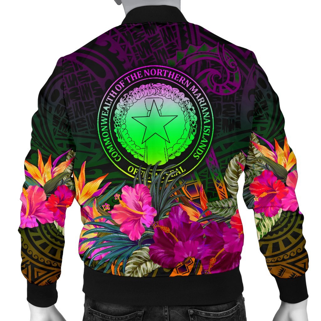 Northern Mariana Islands Polynesian Personalised Men's Bomber Jacket - Summer Hibiscus - Polynesian Pride