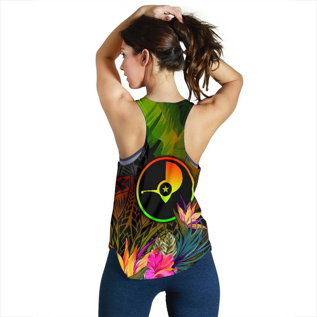 YAP Polynesian Personalised Women's Racerback Tank - Hibiscus and Banana Leaves - Polynesian Pride