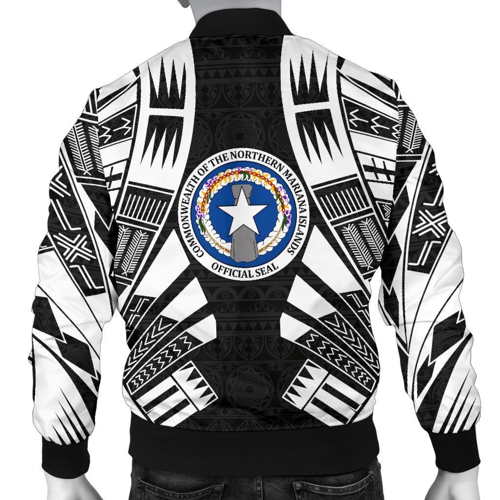 Northern Mariana Islands Men Bomber Jackets - Polynesian Tattoo Black - Polynesian Pride
