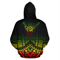 Hawaii All Over Hoodie Shaka Reggae Style - Polynesian Pride