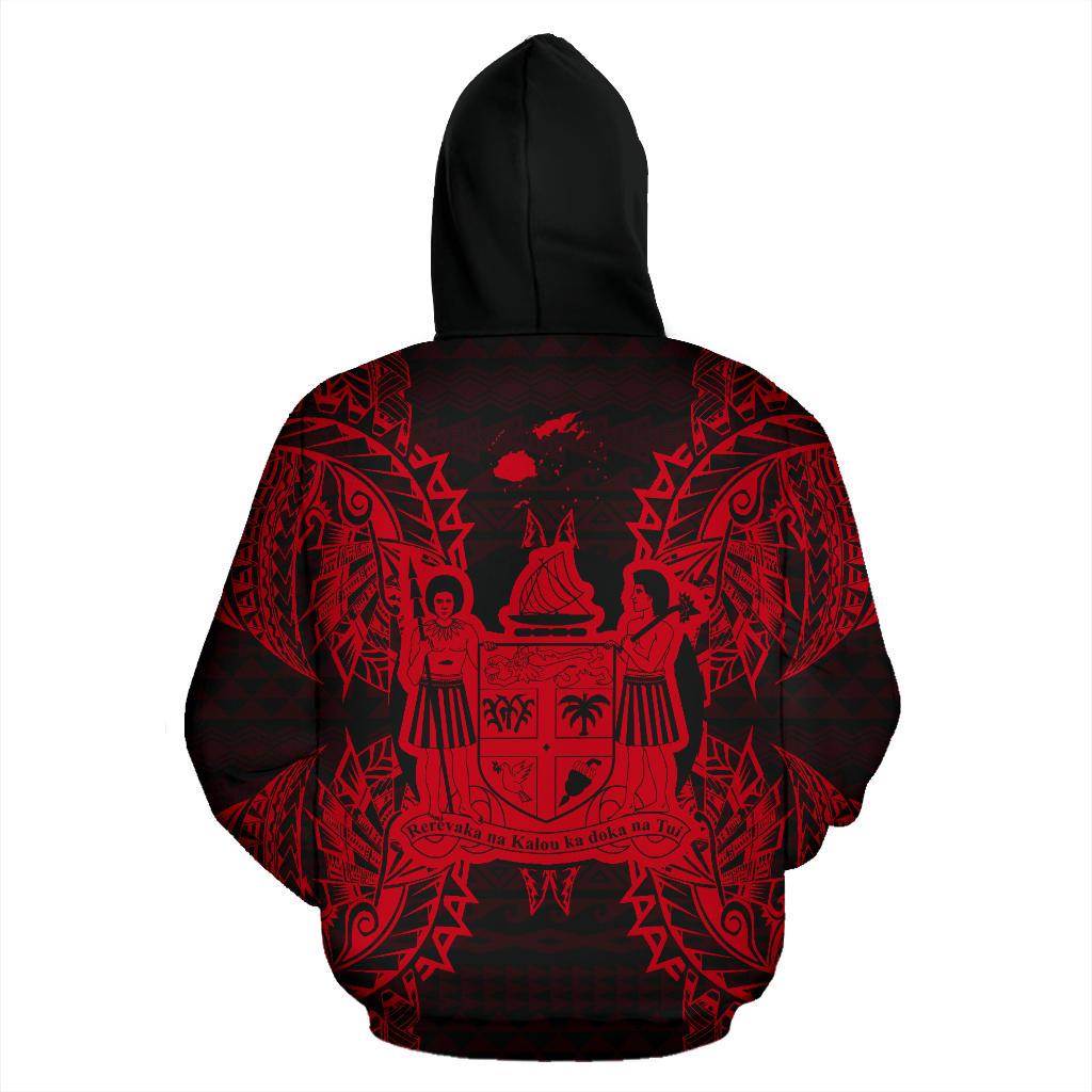 Fiji Polynesian ll Over Hoodie Map Red - Polynesian Pride