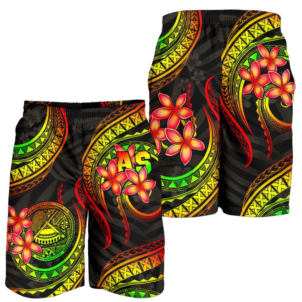 American Samoa Polynesian Men Shorts - Reggae Plumeria - Polynesian Pride