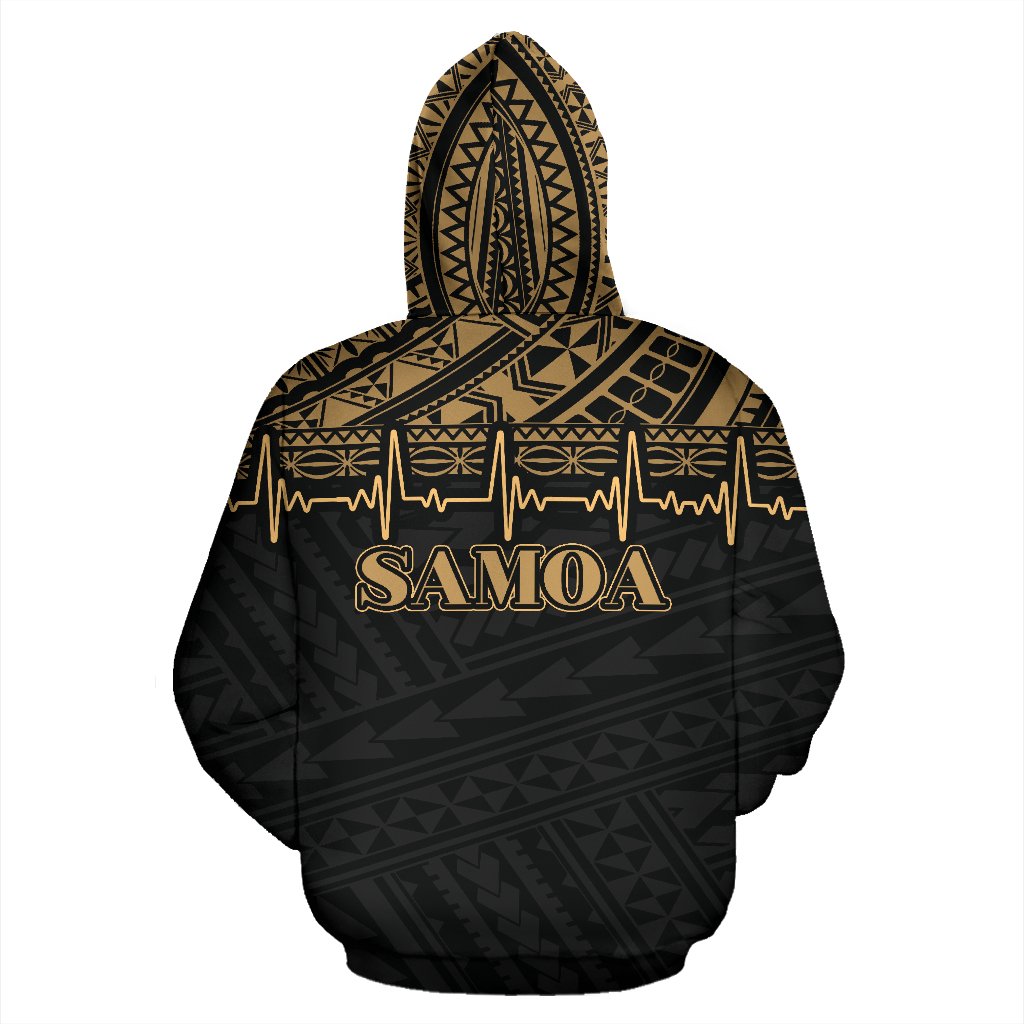 Samoa Polynesian All Over Zip up Hoodie Gold Heartbeat Style - Polynesian Pride