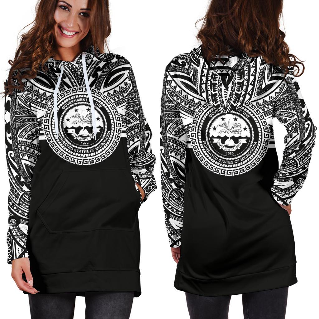 Federated States of Micronesia Women Hoodie Dress - Federated States of Micronesia Coat Of Arms Polynesian Black Color - Polynesian Pride