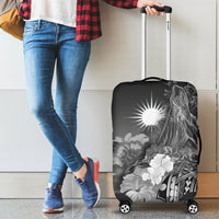 Marshall Islands Luggage Covers - Humpback Whale with Tropical Flowers (White) - Polynesian Pride