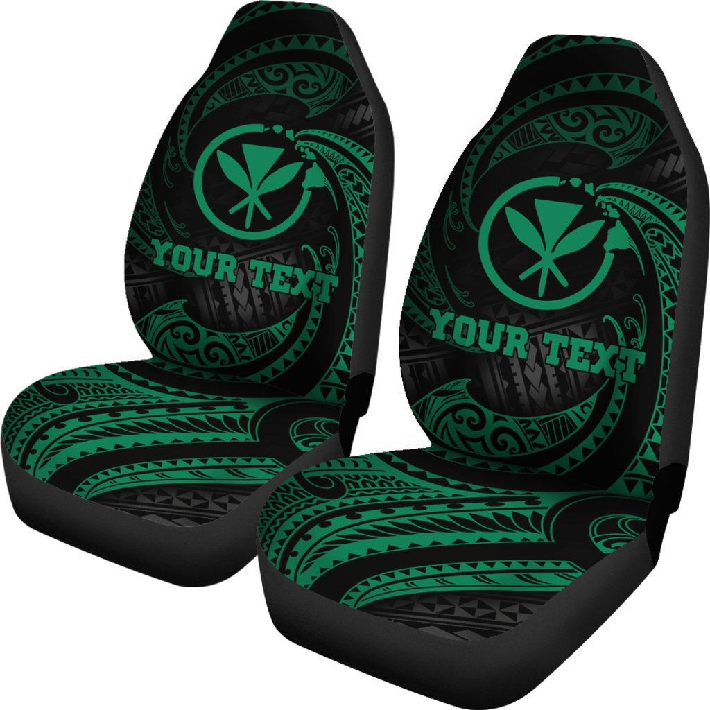 Hawaii Polynesian Custom Personalised Car Seat Covers - Green Tribal Wave - Polynesian Pride