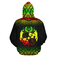 Tonga Polynesian All Over Zip up Hoodie Reggae Fog - Polynesian Pride