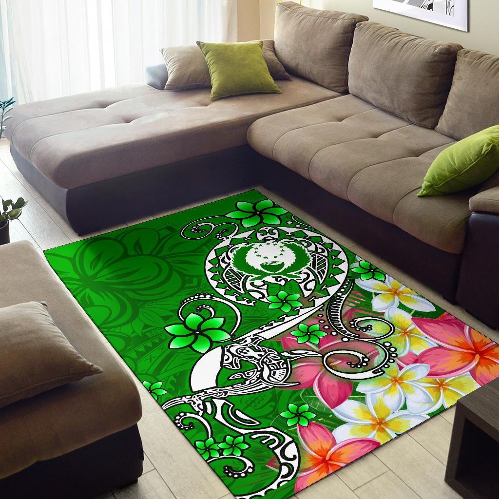 Pohnpei Area Rug - Turtle Plumeria (Green) - Polynesian Pride