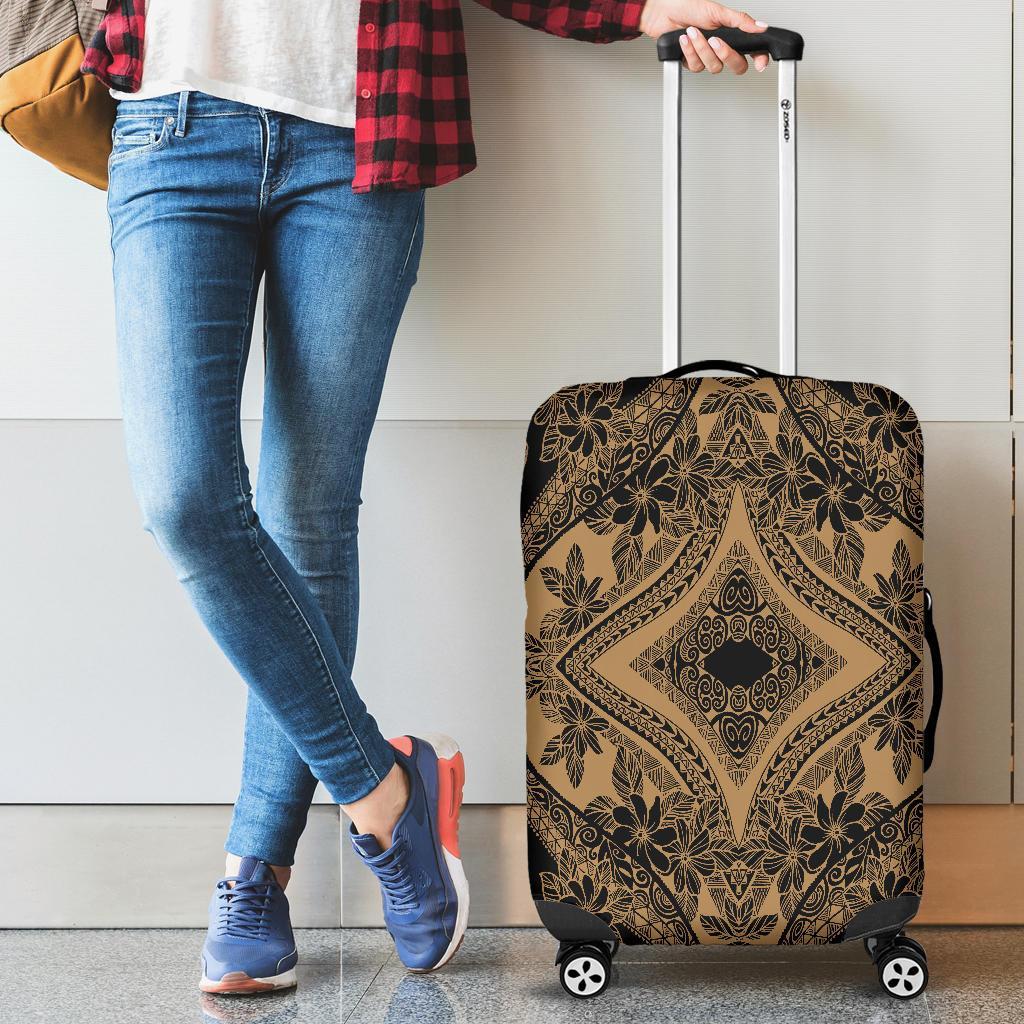 Polynesian Plumeria Mix Gold Black Luggage Covers Gold - Polynesian Pride