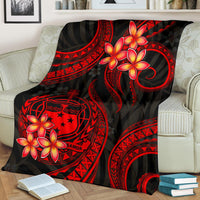 Samoa Polynesian Premium Blanket - Red Plumeria - Polynesian Pride