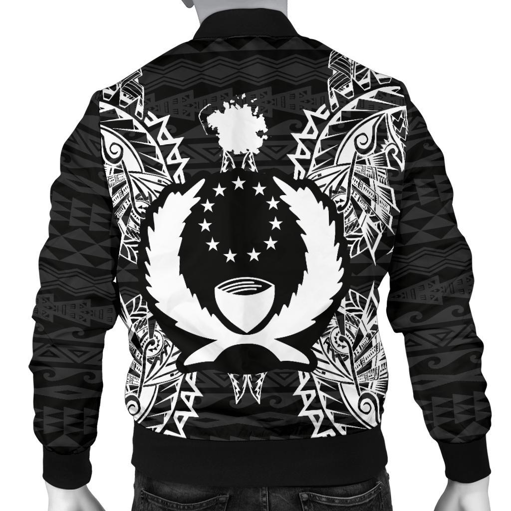 Pohnpei Polynesian Men's Bomber Jacket Map Black - Polynesian Pride