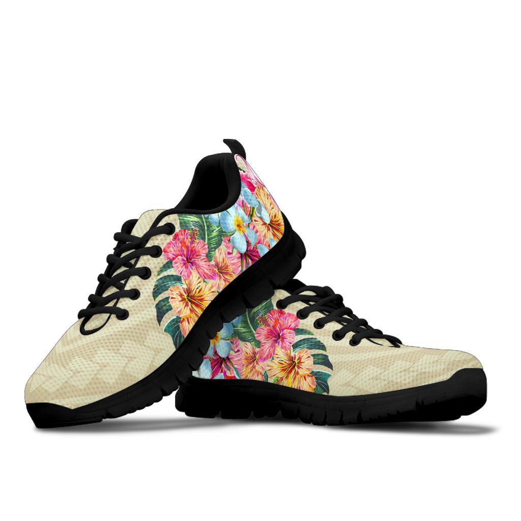 Hawaii Polynesian Flowers Swimming Turtles Sneakers - Polynesian Pride
