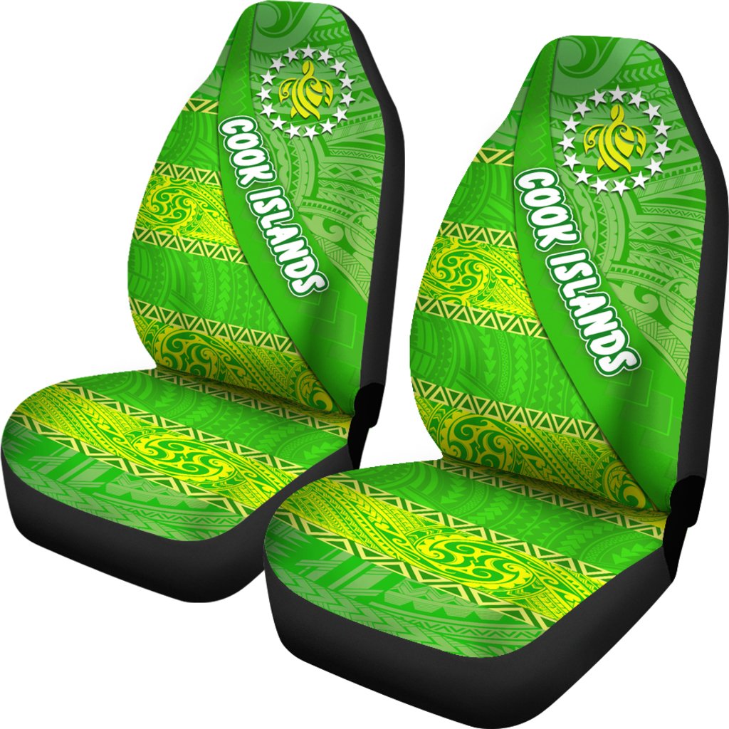 Cook Islands Car Seat Covers Polynesian Victorian Vibes Universal Fit Green - Polynesian Pride