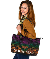 American Samoa Custom Personalised Large Leather Tote Bag - AS Seal Rocket Style - Polynesian Pride