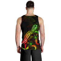 Tahiti Polynesian Men Tank Top - Turtle With Blooming Hibiscus Reggae - Polynesian Pride