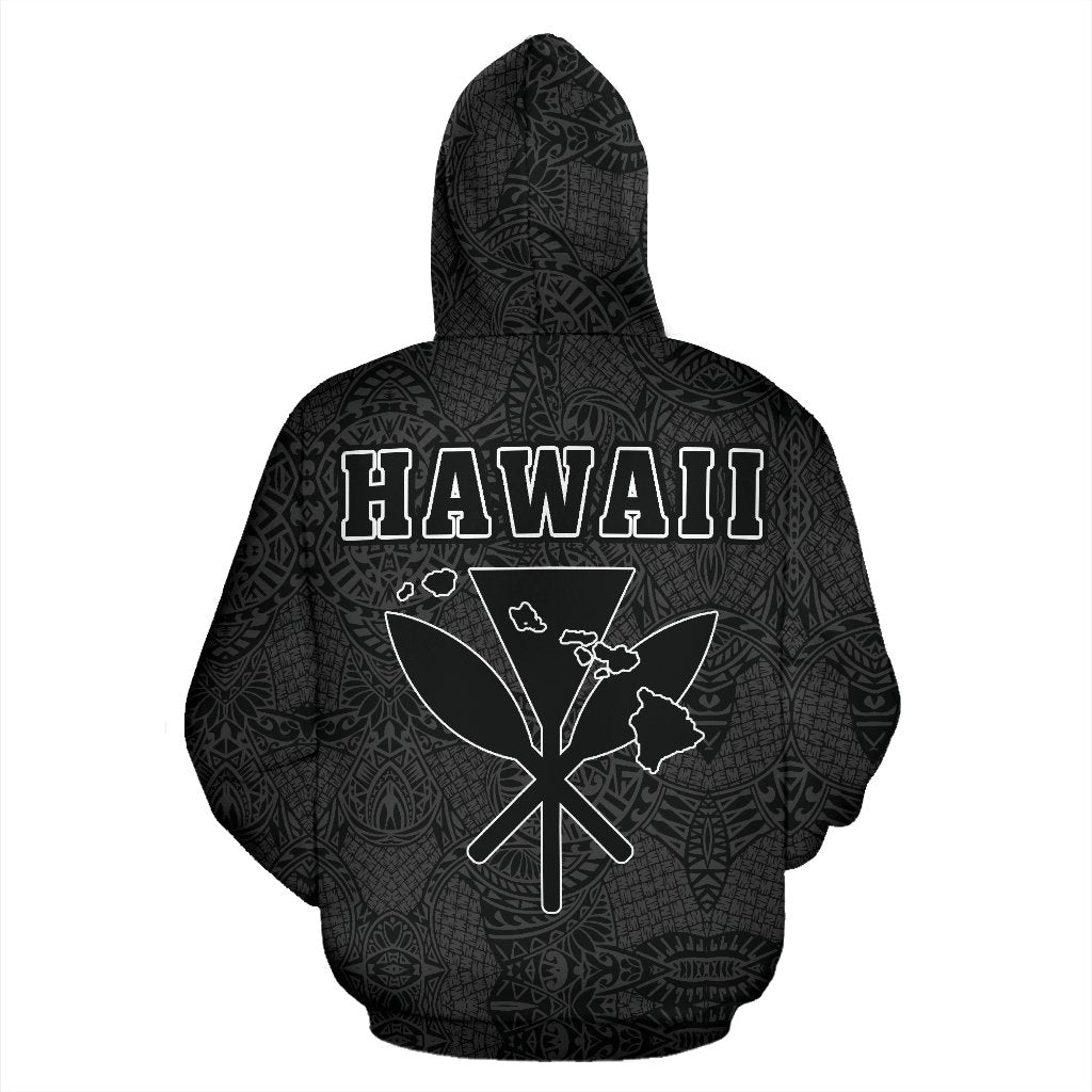 Polynesian Kanaka Maoli Royal Coat of Arms Hawaii Zip Hoodie Gray - Polynesian Pride