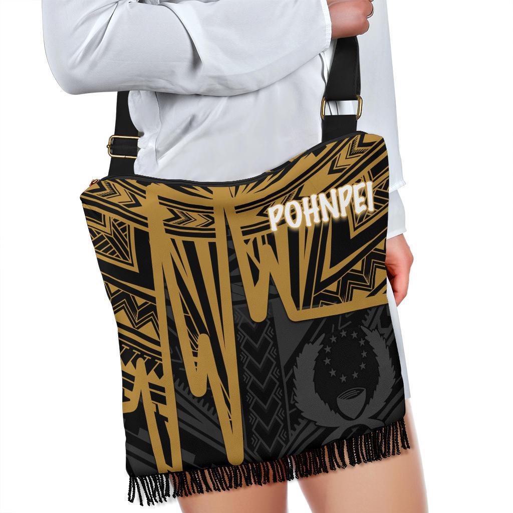 Pohnpei Boho Handbag - Pohnpei Seal In Heartbeat Patterns Style (Gold) One Style One Size Gold - Polynesian Pride