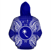Chuuk Polynesian All Over Zip up Hoodie Map Blue - Polynesian Pride