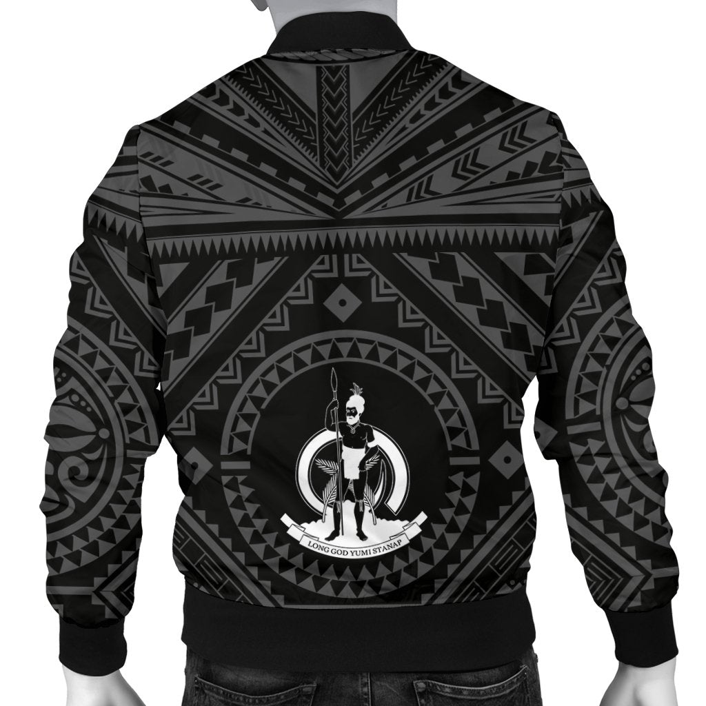 Vanuatu Personalised Men's Bomber Jacket - Vanuatu Seal With Polynesian Tattoo Style - Polynesian Pride