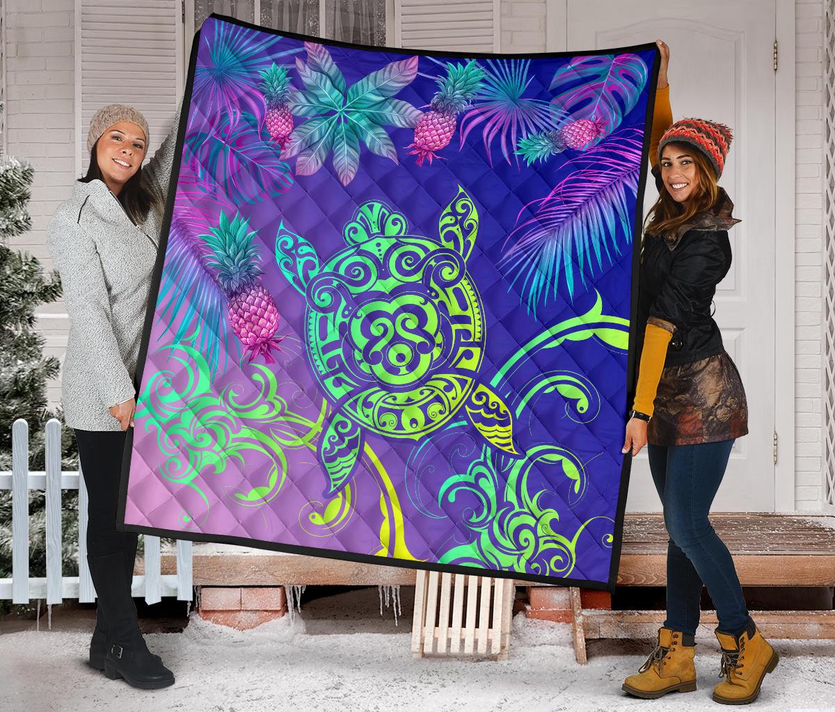 Hawaii Turtle Tropical Kanaka Maoli Premium Quilt - Yez Style - Polynesian Pride