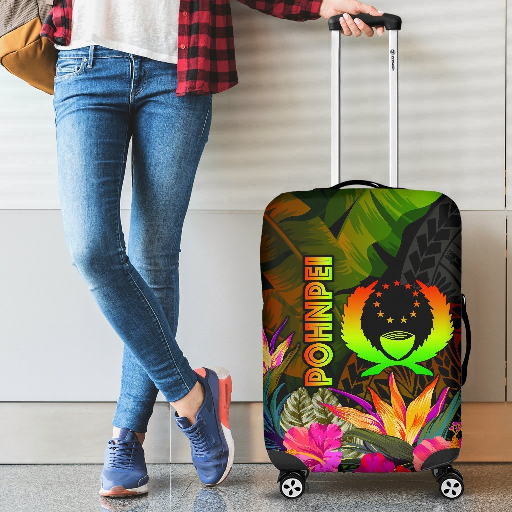 Pohnpei Polynesian Luggage Covers - Hibiscus and Banana Leaves Reggae - Polynesian Pride