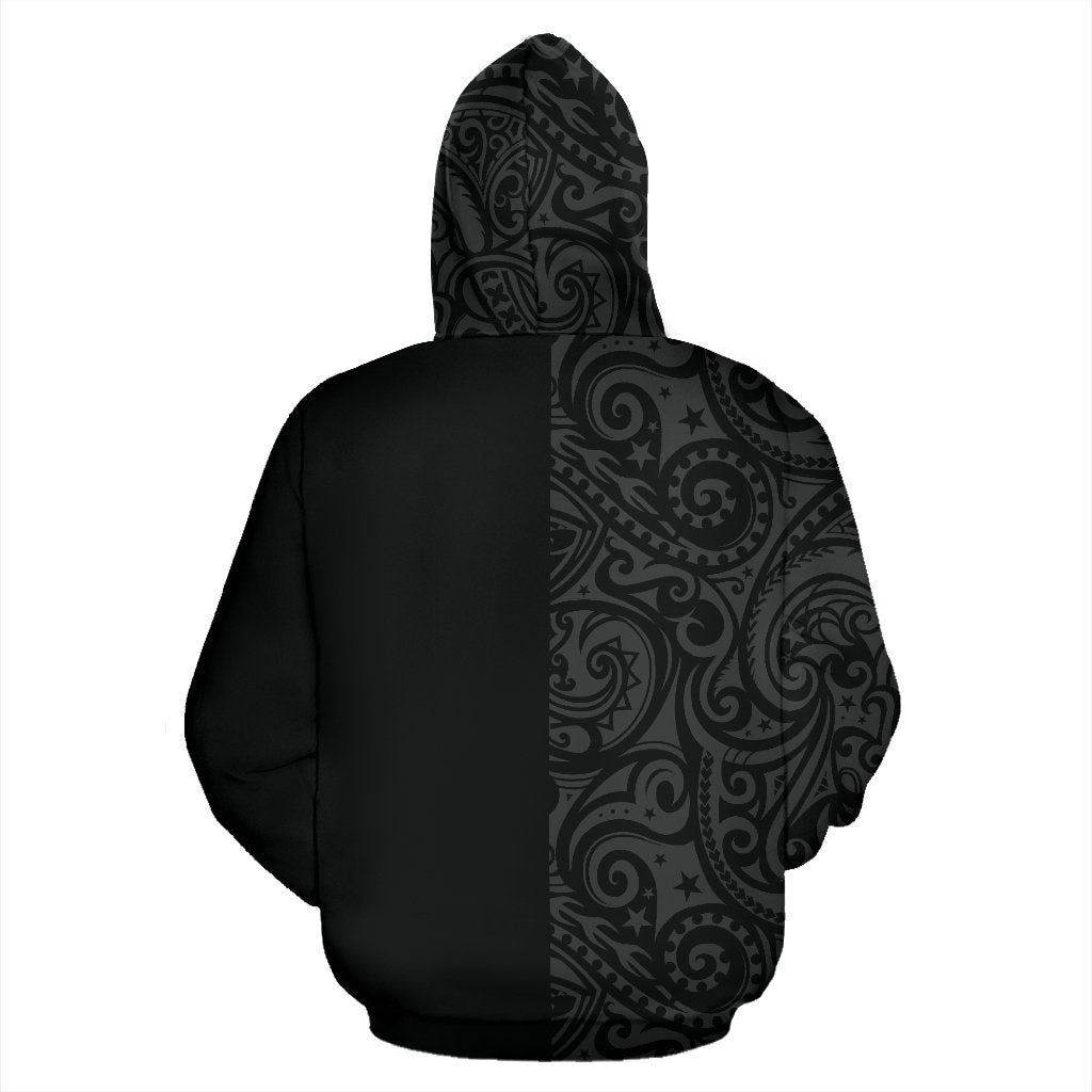 Polynesian Zip Hoodie Polynesian Tattoo Half Grey - Polynesian Pride