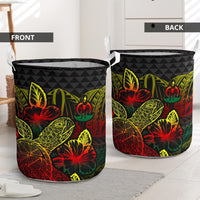 Vanuatu Laundry Basket - Polynesian Turtle Hibiscus Reggae - Polynesian Pride