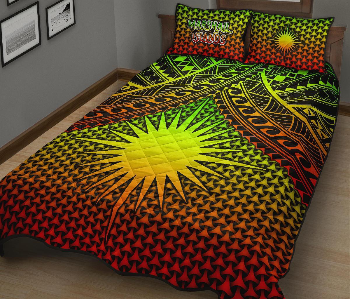 Polynesian Marshall Islands Quilt Bed Set - Reggae Vintage Polynesian Patterns - Polynesian Pride