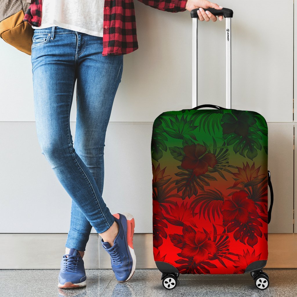 Polynesian Luggage Covers - Red Hibiscus Patterns Red - Polynesian Pride