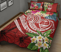 Guam Polynesian Quilt Bed Set - Summer Plumeria (Black) - Polynesian Pride