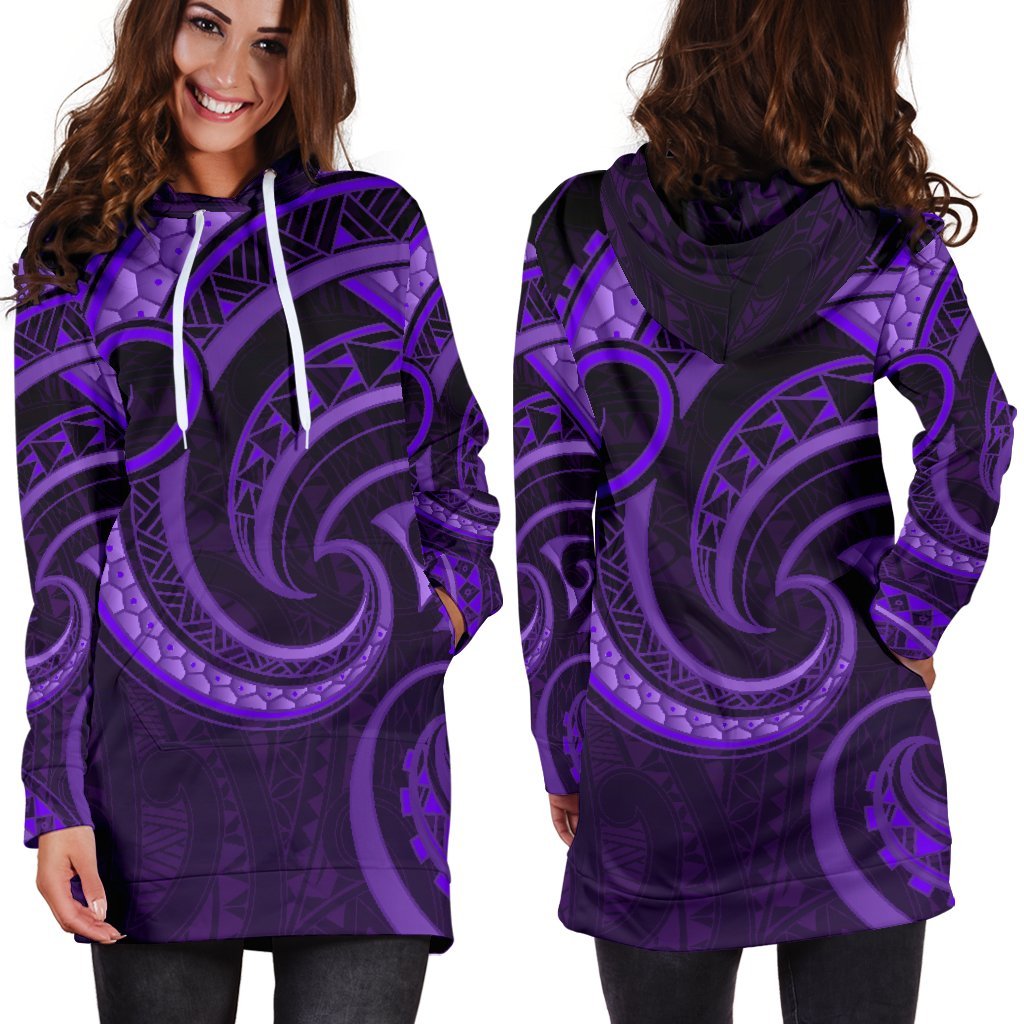 New Zealand Maori Mangopare Women Hoodie Dress Polynesian - Purple - Polynesian Pride