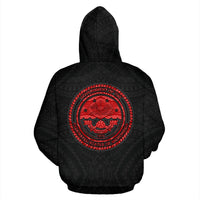 Federates States of Micronesia Zip up Hoodie Micronesian Warrior Red - Polynesian Pride