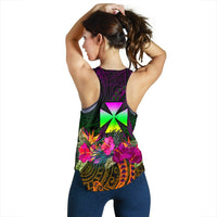 Wallis and Futuna Women's Racerback Tank - Summer Hibiscus - Polynesian Pride