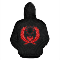 Pohnpei Zip up Hoodie Micronesia Pohnpeian Warrior Red - Polynesian Pride