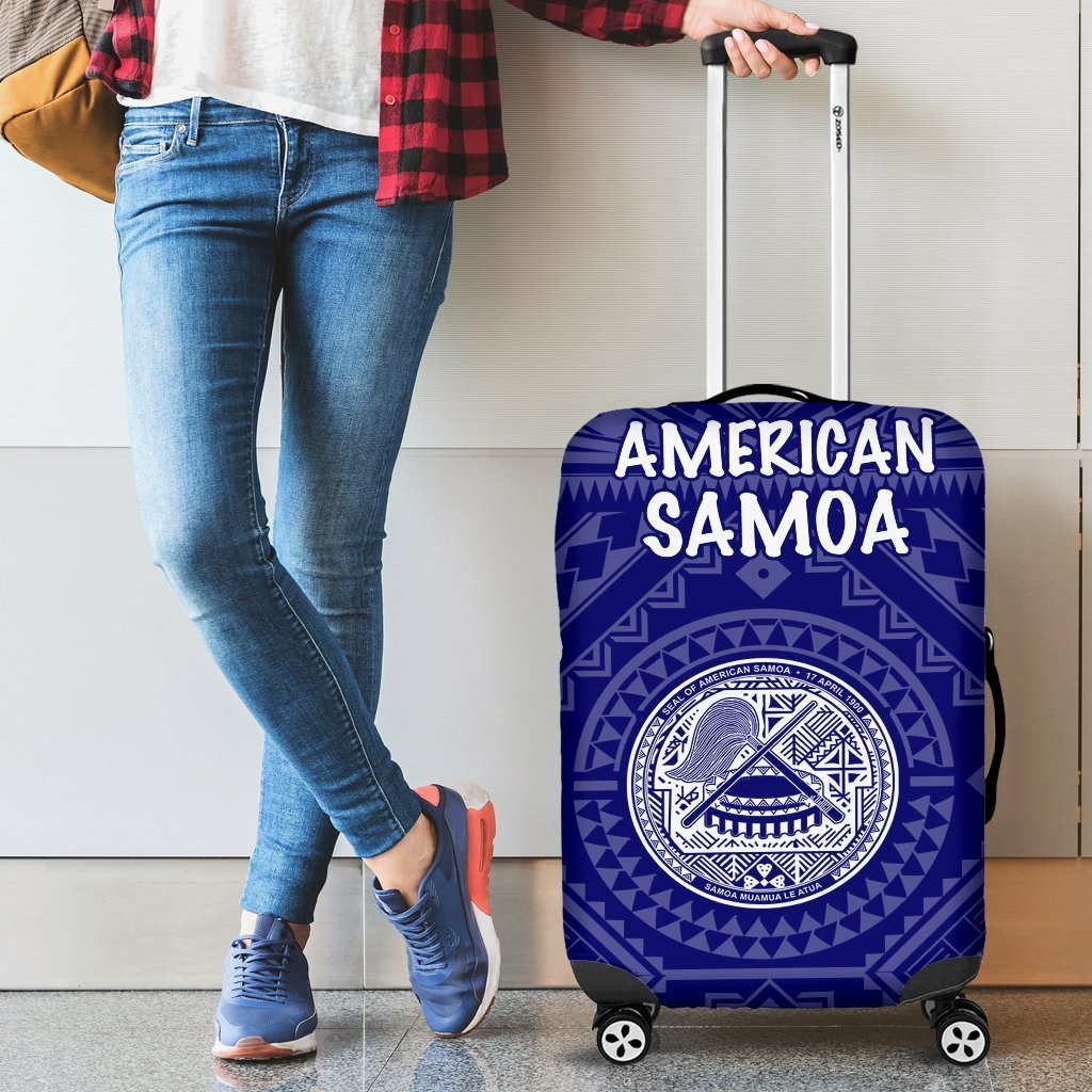 American Samoa Luggage Covers - Seal In Polynesian Tattoo Style ( Blue) Blue - Polynesian Pride