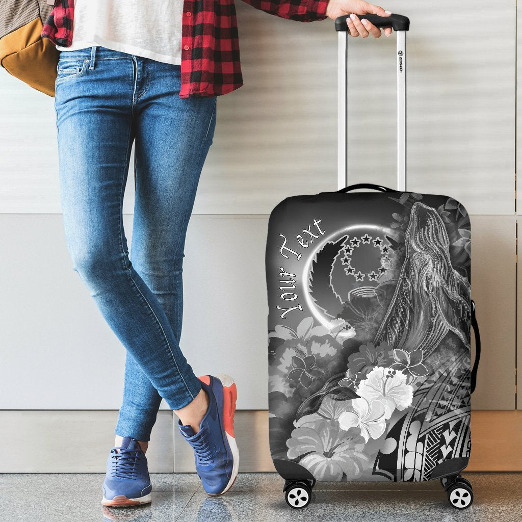 Pohnpei Custom Personalised Luggage Covers - Humpback Whale with Tropical Flowers (White) White - Polynesian Pride