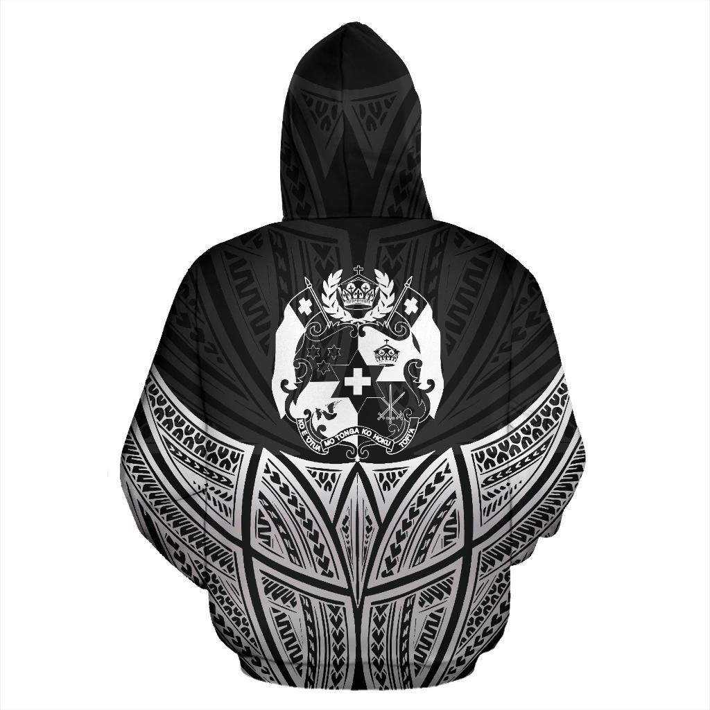 Tonga Polynesian Zip up Hoodie Black Pride Map and Seal - Polynesian Pride