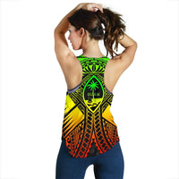 Guam Polynesian Women's Racerback Tank - Guam Reggae Seal with Polynesian Tattoo - Polynesian Pride