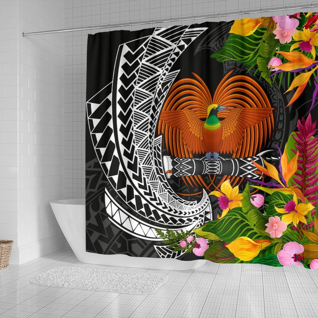 Papua New Guinea Shower Curtains - Seal Spiral Polynesian Patterns - Polynesian Pride