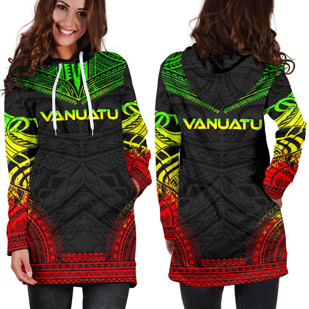 Vanuatu Women's Hoodie Dress - Polynesian Reggae Chief - Polynesian Pride