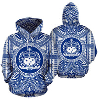 Samoa ll Over Hoodie Samoa Coat of rms Polynesian Flag Color - Polynesian Pride