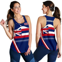 Hawaii Coat Of Arms Women's Racerback Tank Line Sport Blue - Polynesian Pride