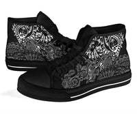 Guam Polynesian High Top Shoes - White Turtle Flowing - Polynesian Pride