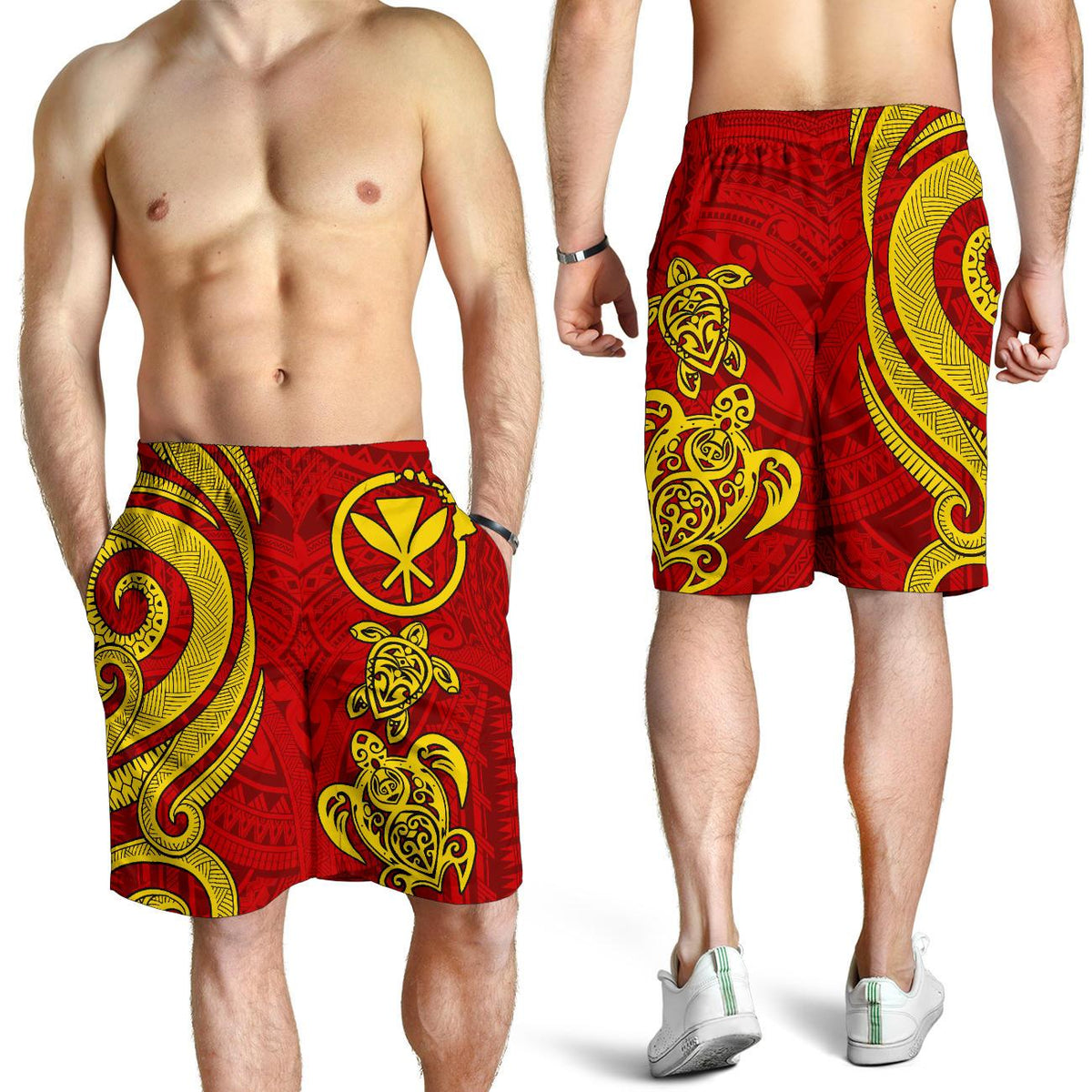 Polynesian Hawaii (Kanaka Maoli) Men Shorts - Red Tentacle Turtle - Polynesian Pride