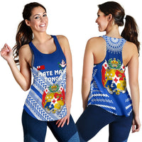Mate Ma'a Tonga Rugby Women's Racerback Tank Polynesian Creative Style - Blue - Polynesian Pride