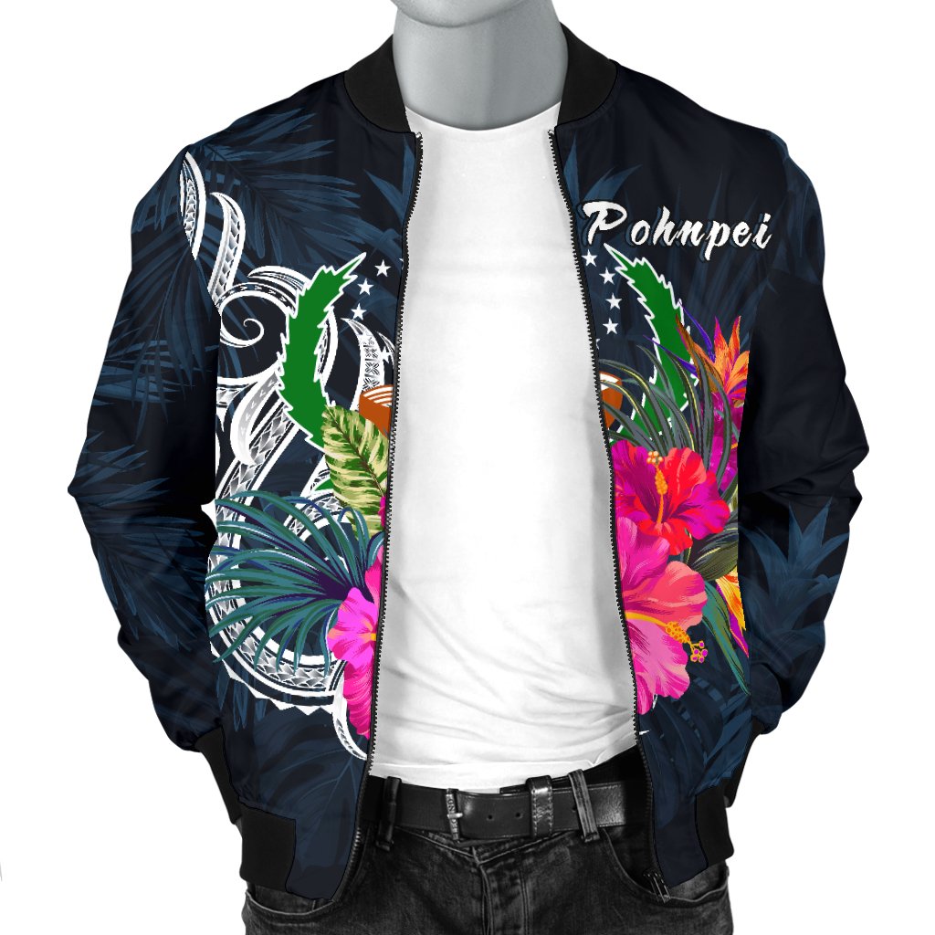 Pohnpei Micronesia Men's Bomber Jacket - Tropical Flower - Polynesian Pride