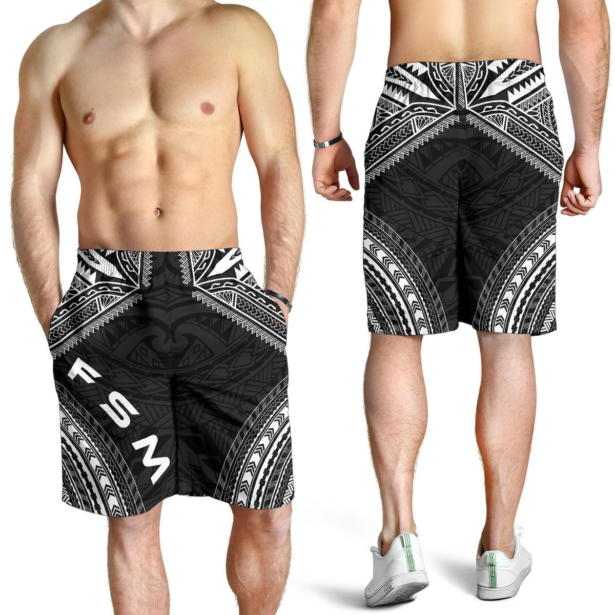 Federated States of Micronesia Men's Shorts - Polynesian Chief Black Version - Polynesian Pride