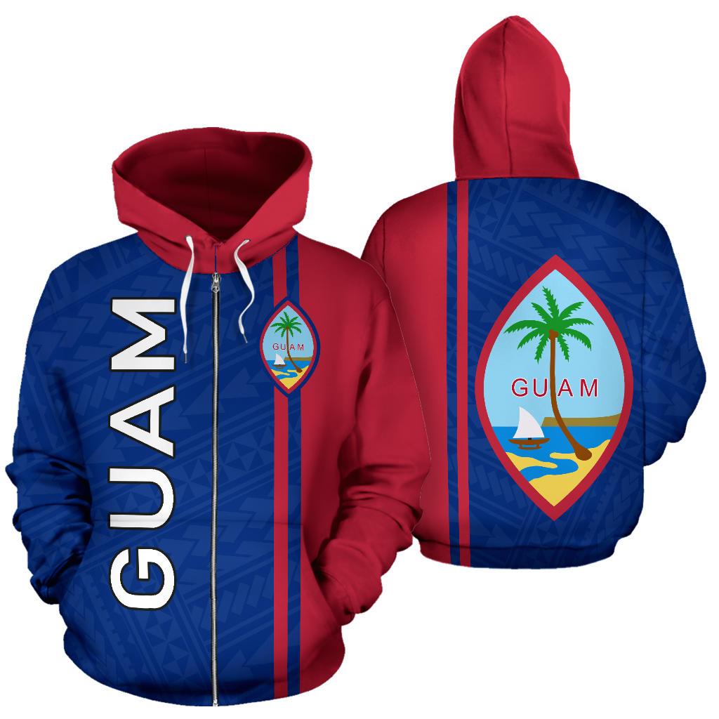 Guam All Over Zip up Hoodie Polynesian Straight Version Unisex Blue - Polynesian Pride