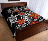Hawaiian Map Turtle Swim Plumeria Polynesian Quilt Bedding Set - Polynesian Pride