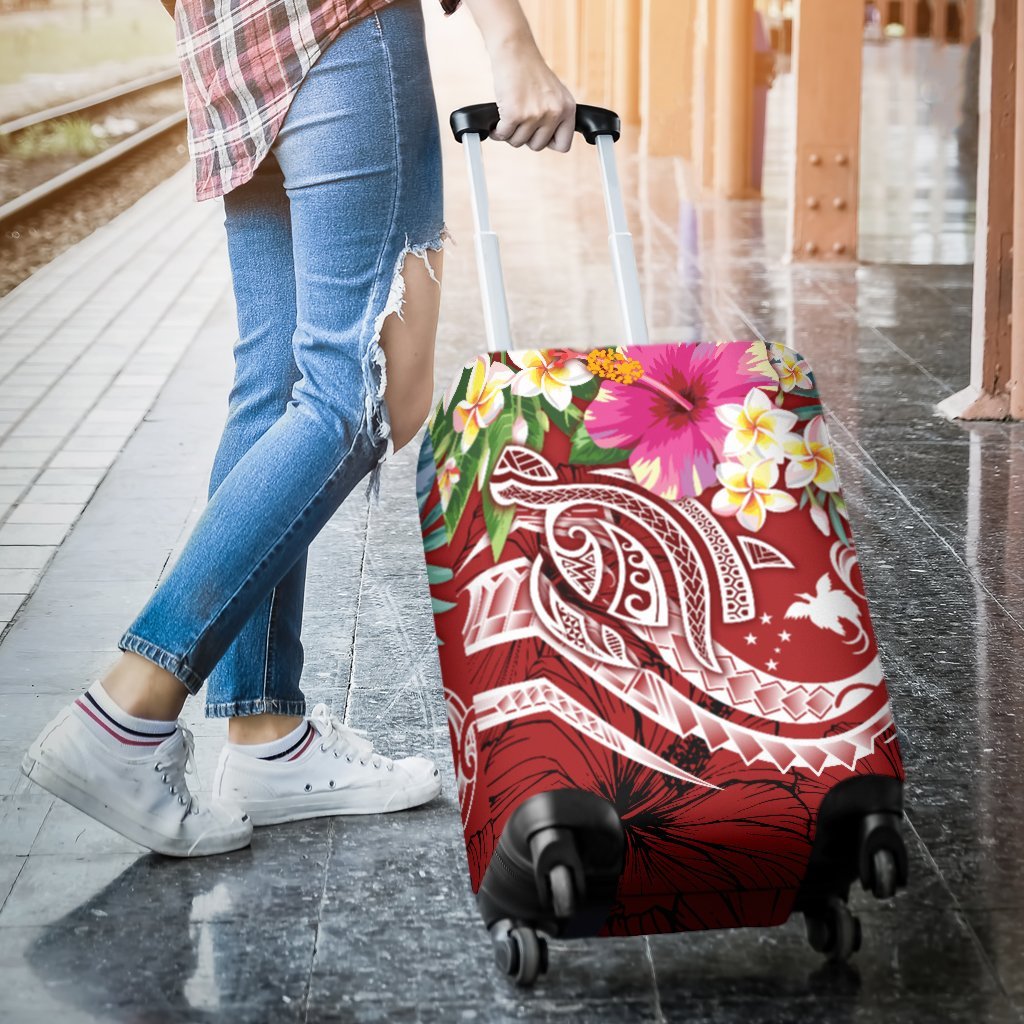 Papua New Guinea Polynesian Luggage Covers - Summer Plumeria (Red) - Polynesian Pride